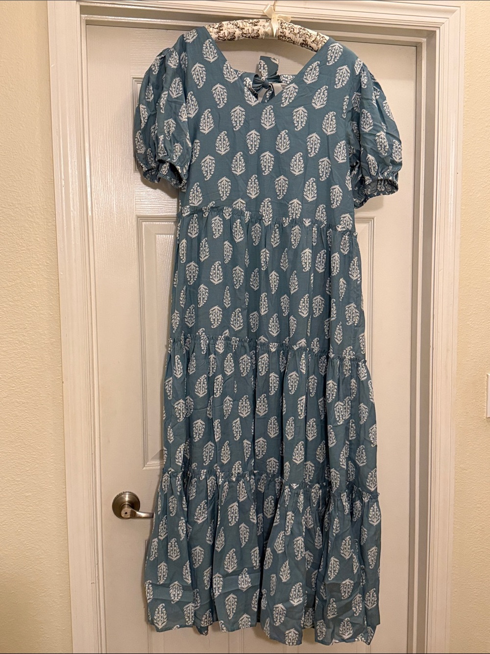 Lucky Brand Blue Maxi Dress with White Leaf Print